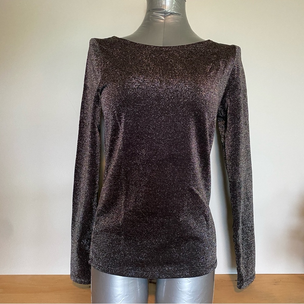 NWT GAP long sleeve boatneck shirt, metallic, M